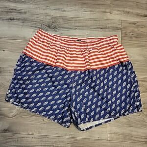 AFTCO Swim Shorts Mens XL Red White Striped Blue Logo Fishing Outdoor